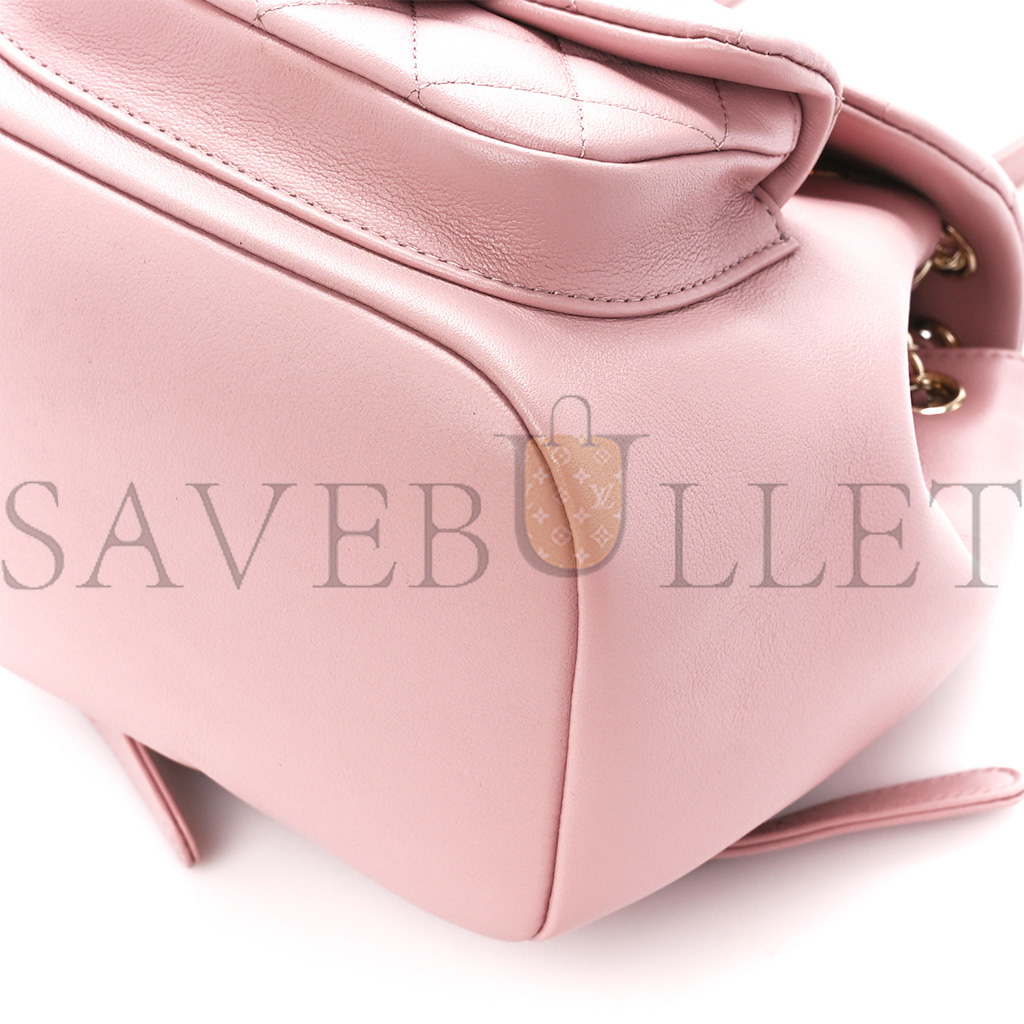 Ch*el master lambskin quilted small duma drawstring backpack light pink as2908 (18.5*18*12cm)